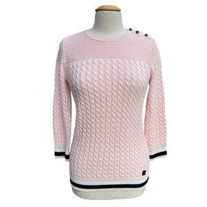 Tommy Hilfiger Cable Knit Preppy Sweater Pink Old Money Country Club-S